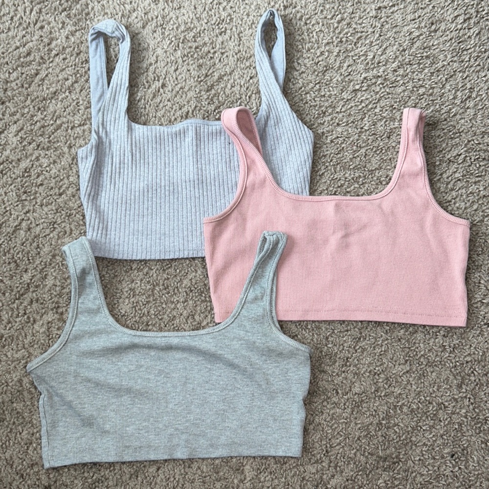 Pink and Gray Crop Tops